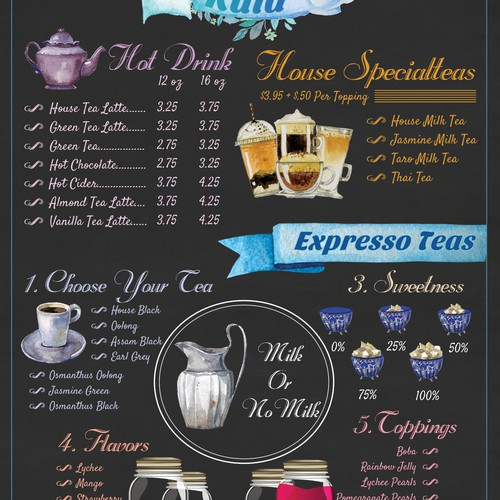 Designer tea menu