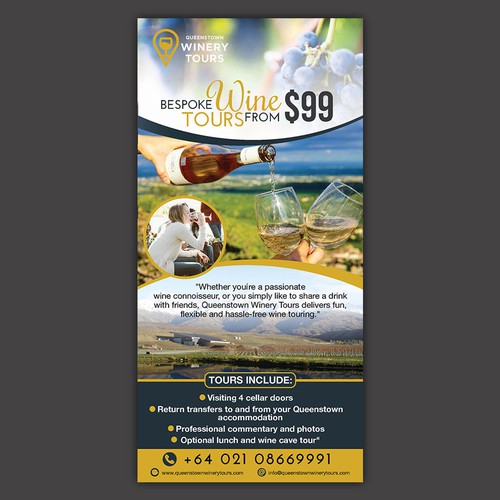 Design a promo flyer for Queenstown Winery Tours