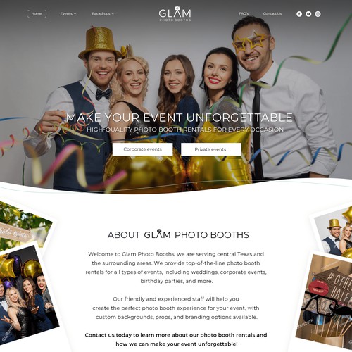Web design for Glam Photo Booths