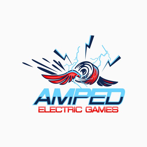 Funny combination logo concept for Amped Electric Games