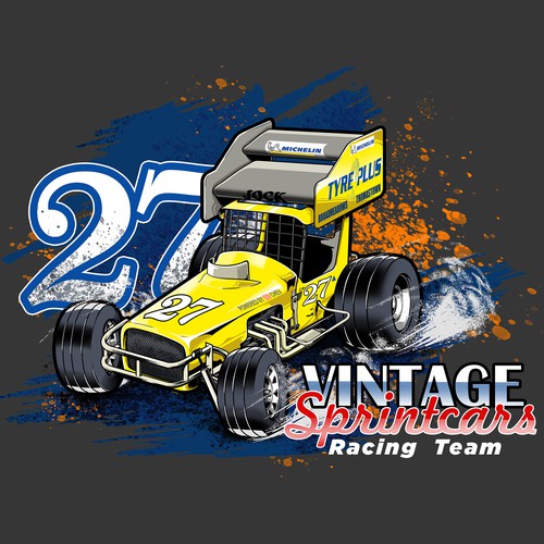 Vintage Sprintcars racing team shirt design