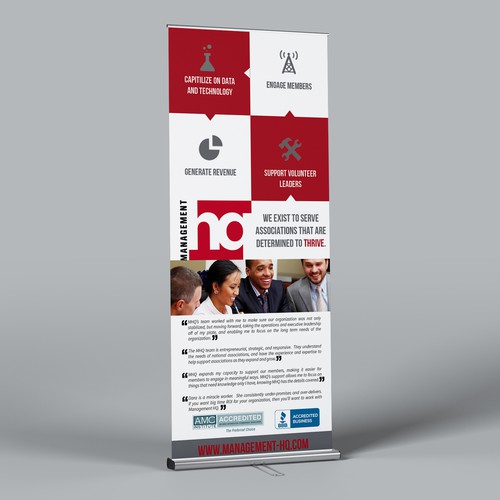 Create a compelling trade show banner for Management HQ