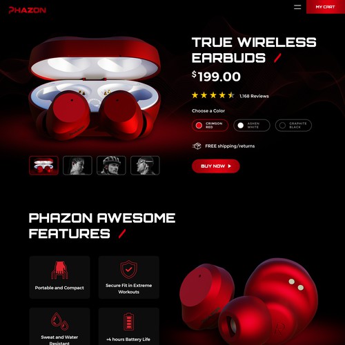 Wireless earbuds website remake Discover page