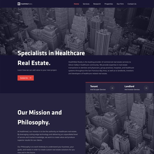 Website for healthcare real estate firm