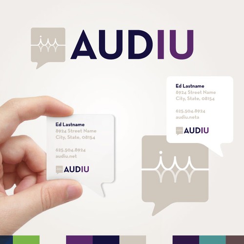 Logo and business card for Audiu