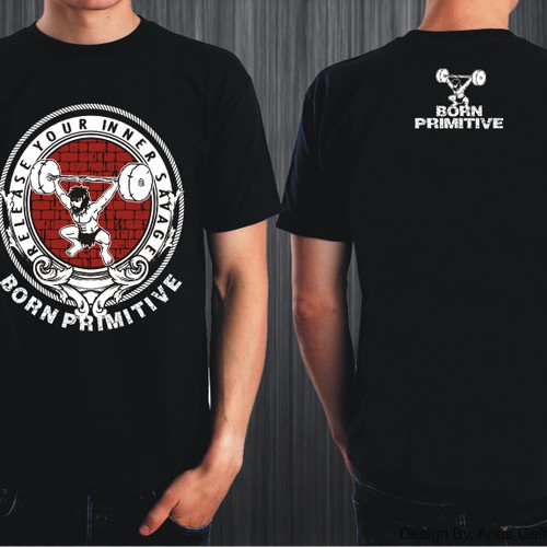 Create an eye catching shirt for fast growing fitness apparel company Born Primitive