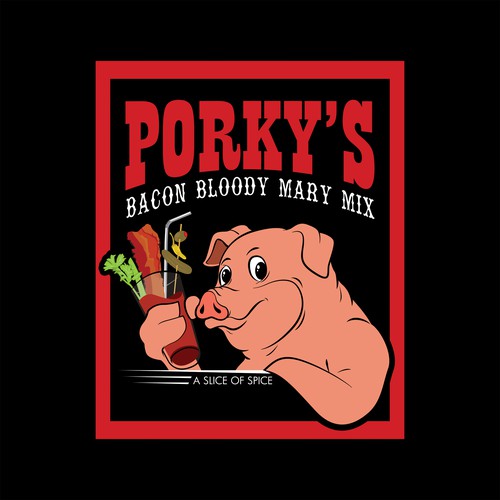 Porky's Bacon Bloody Mary Mix logo label