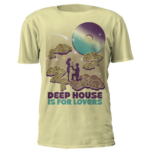 Create a "deep house is for lovers" t-shirt with related illustration, for passionate DJs! (30+ age)