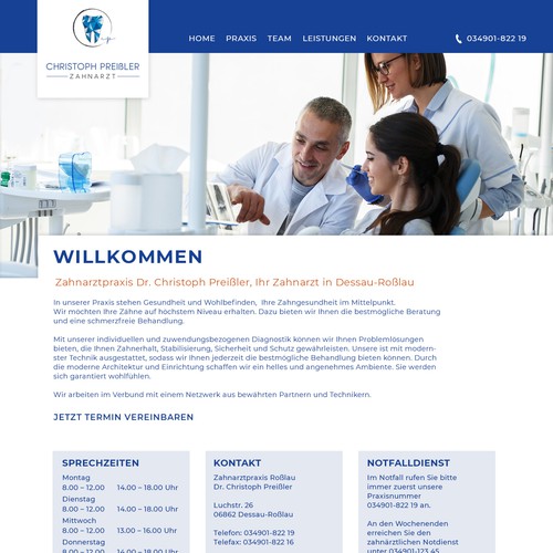 new website design for a dentist