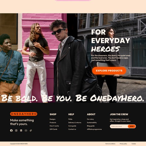 Home page design for clothing store