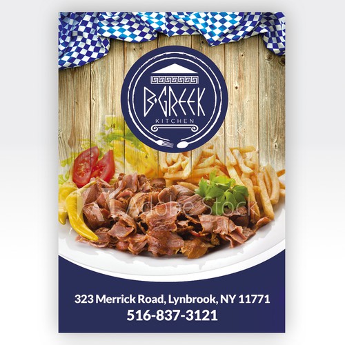 Take out Menu for B Greek a casual Greek restaurant