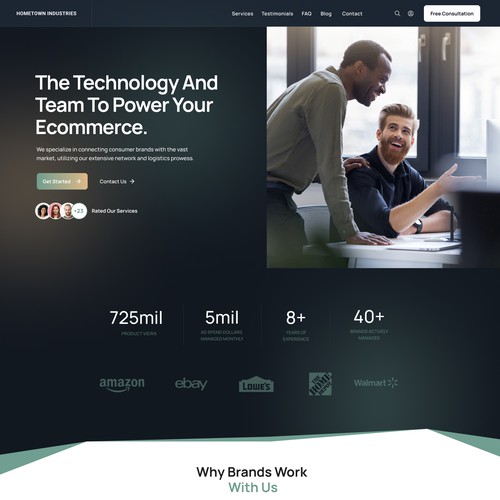 Landing page for ecommerce distributor