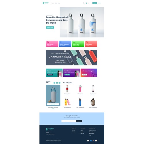 Homepage Design Concept for Happy Bottles