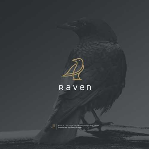 Modern, simple and easy memorable lineart Raven.