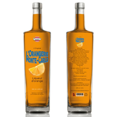 transparent label concept for orange liqueur
