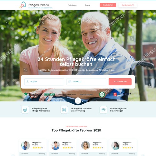 Website-Design für die häusliche Altenpflege in Deutschland