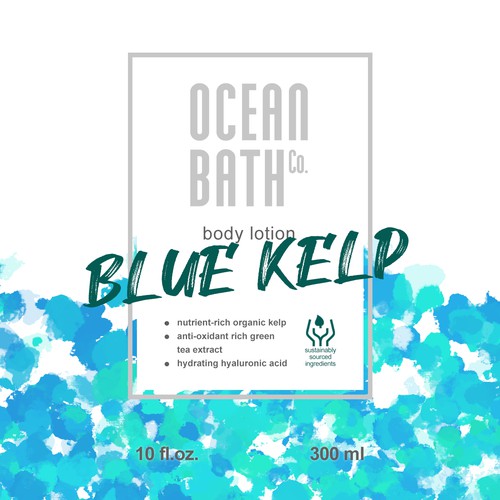 Ocean-themed body lotion label