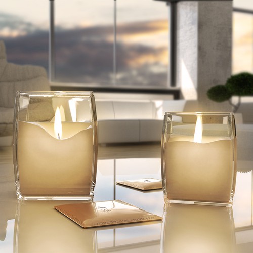 Candle glass vessel, design and visualization