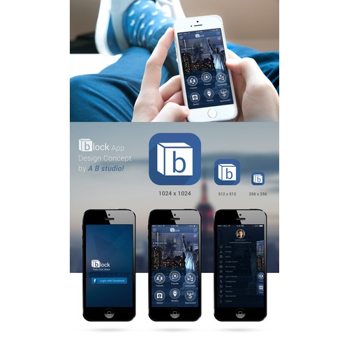 Create a new sleek design for the social events app Block.