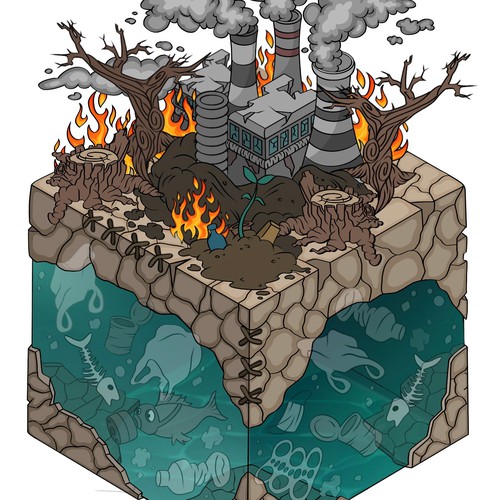 Isometric Illustration Global Warming 