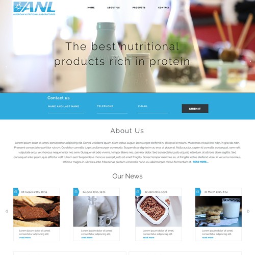 Landing page design for American Nutritional Laboratories