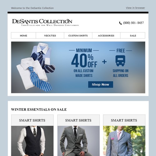 Email Template to Sell High End Menswear