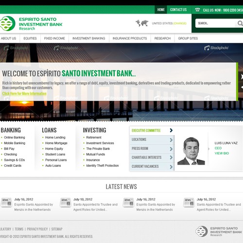 Espirito Santo Investment Bank needs a new website design