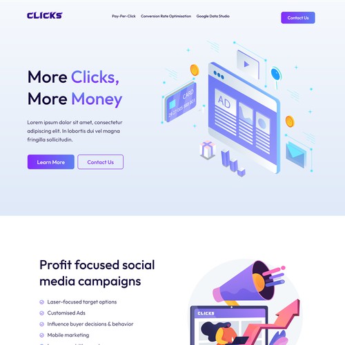 CLICKS Landing Page Design