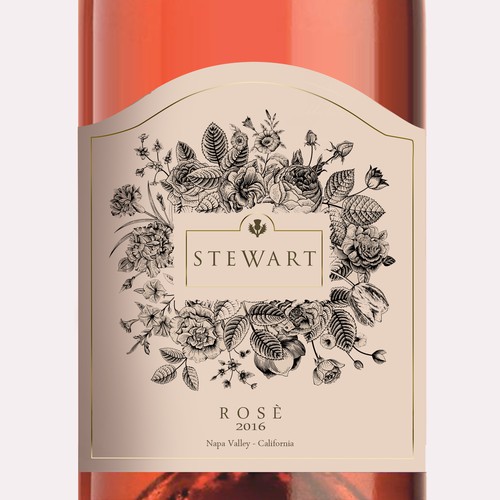 Create a floral wine label