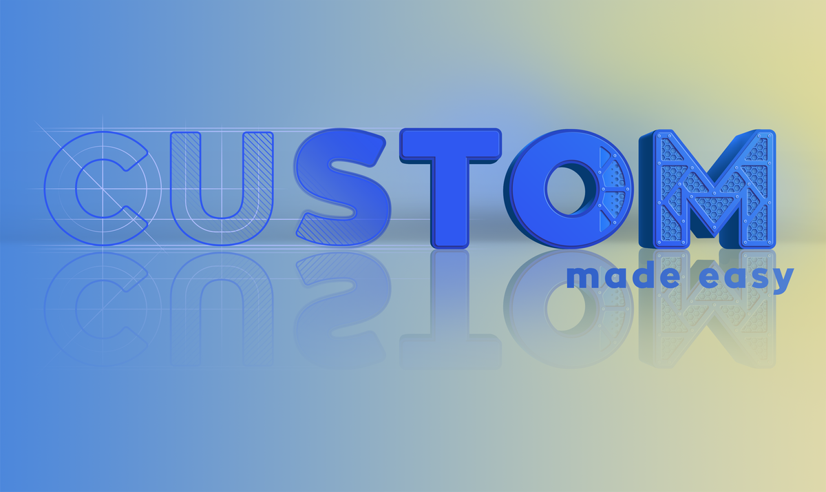 Website intro graphic for product customization software