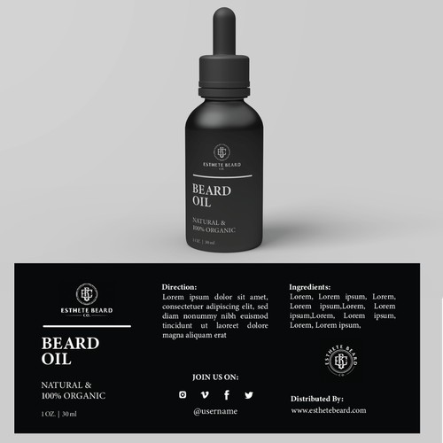 Beard oil bottle design