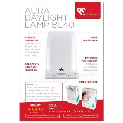 Flyer for Aura Daylight lamp