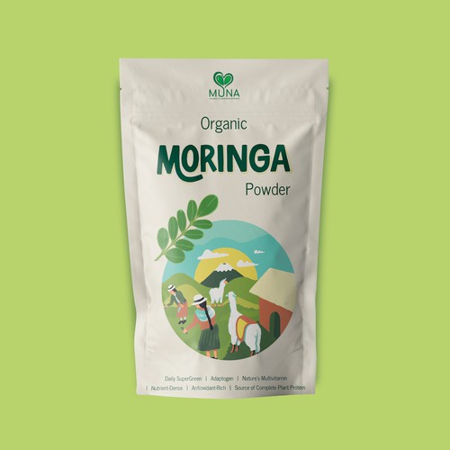 Packaging Design for Moringa Powder Super Green | Superfood | Organic