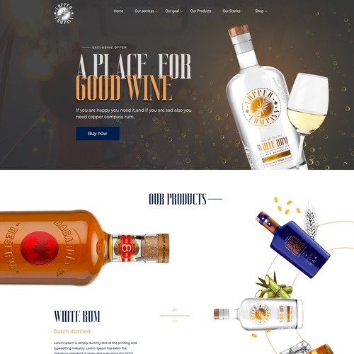 Landing page for a wine shop