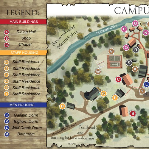 Campus map update for small college campus in Montana wilderness