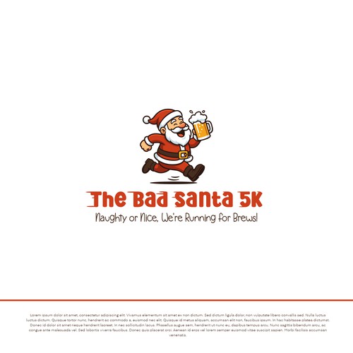 santa running with beer