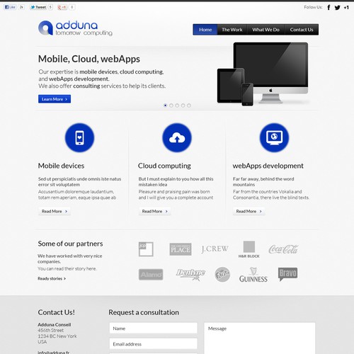 **URGENT  Create the logo/ web design for Adduna, next generation of IT company HOME PAGE mandatory ONLY**