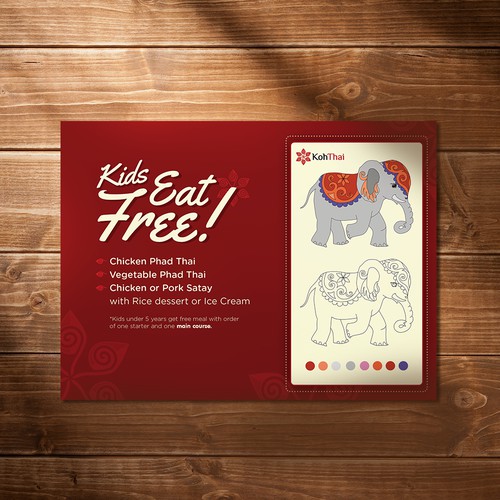 Kids Menu design for a Thai restaurant