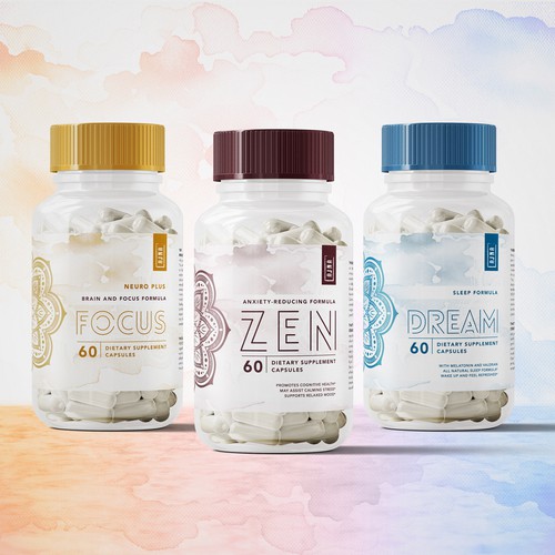 Dreamy Watercolor Label for Supplement Pills