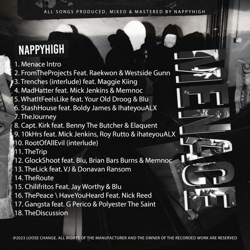 NappyHIGH - Menace LP (Back Cover)