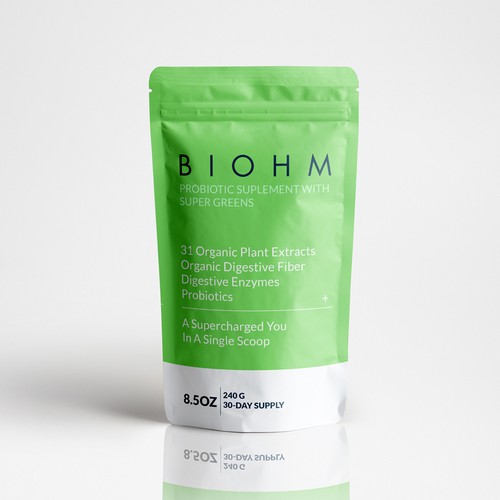 BIOHM Probiotic Suplement With Supergreens Packaging Design