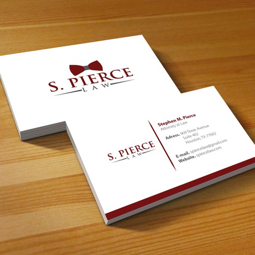 Create a business card for S. Pierce Law