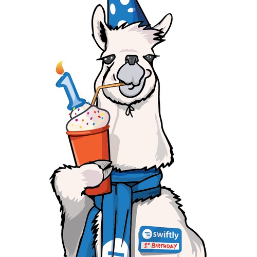 Create an awesome llama illustration for Swiftly's 1st birthday!