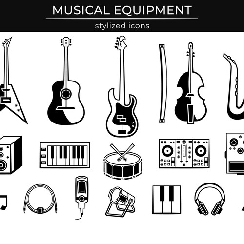 Stylized Icons for the Online Store of Musical Equipment