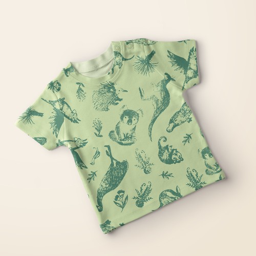 Unisex baby pattern with australian animals