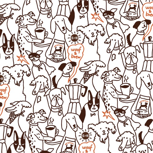 Pattern concept for Coffe Loving Dog Parents