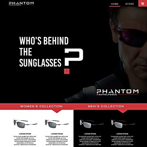 Phantom sunglasses logo & website design concept
