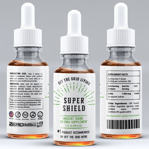 label for a supplement created to protect against a nuclear blast