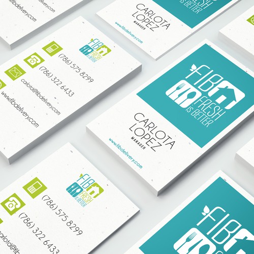 Create an AWESOME business card for a healthy meal delivery company