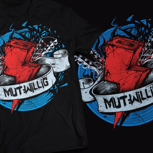 Create a T-Shirt for modern Rockband "Mut:Willig"